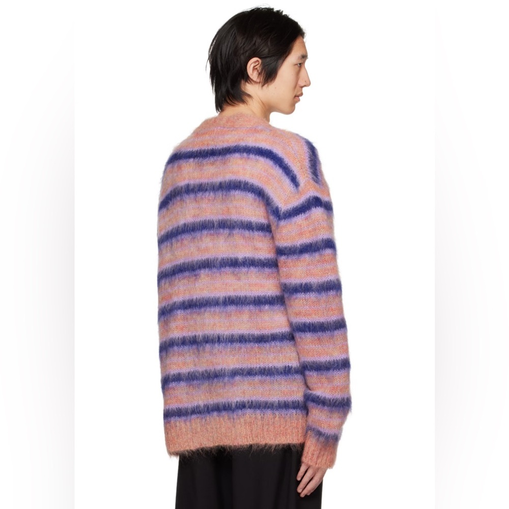 Marni Iconic Mohair fuzzy Brushed Stripes Cardigan V Neck NWT - Picture 6 of 11